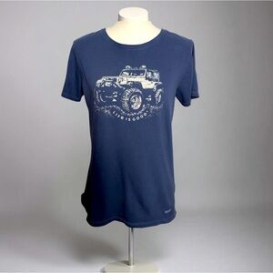 Life Is Good Adventure Jeep Blue Crusher Tee Shirt Size M